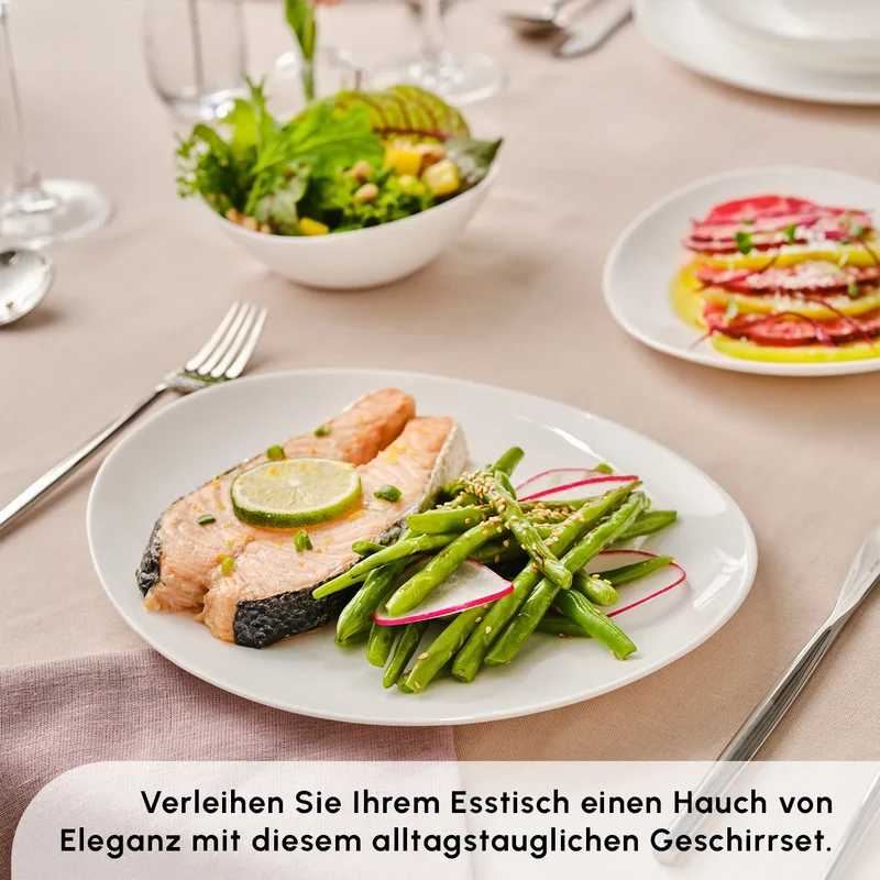 Karaca White Pure Opal Glas Tafelservice 24-teilig für 6 Personen