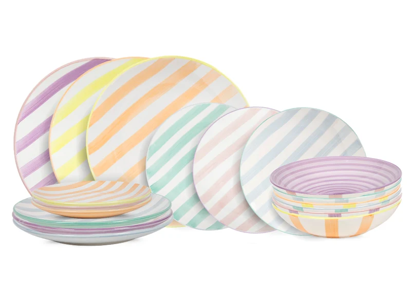 Cookinglife Geschirrset Spring Vibes - 18-teilig / 6 Personen - 6 Speiseteller, 6 Frühstücksteller und 6 Suppenteller
