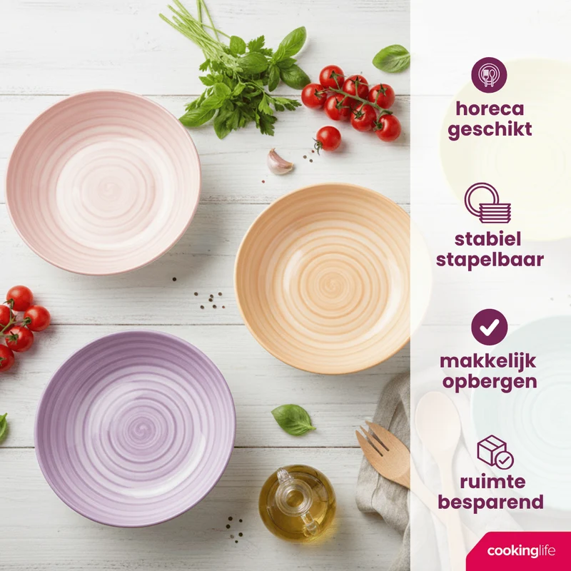 Cookinglife Tiefe Teller / Pastateller Spring Vibes Ø 21 cm - 6 Stück