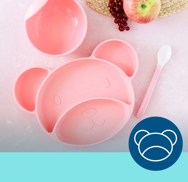 Canpol Baby Silikon Breischüssel Pink mit Saugfuß