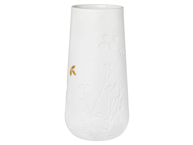 räder Vase groß Goldenes Blatt weiß 25cm