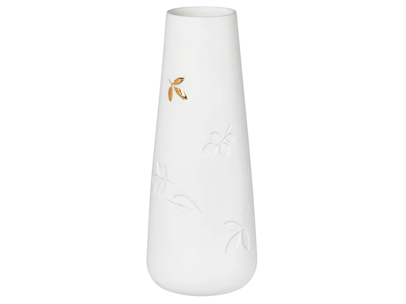 räder Vase klein Goldenes Blatt weiß 21cm
