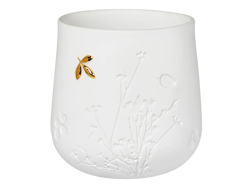 räder Tischlicht Goldenes Blatt weiß 8cm