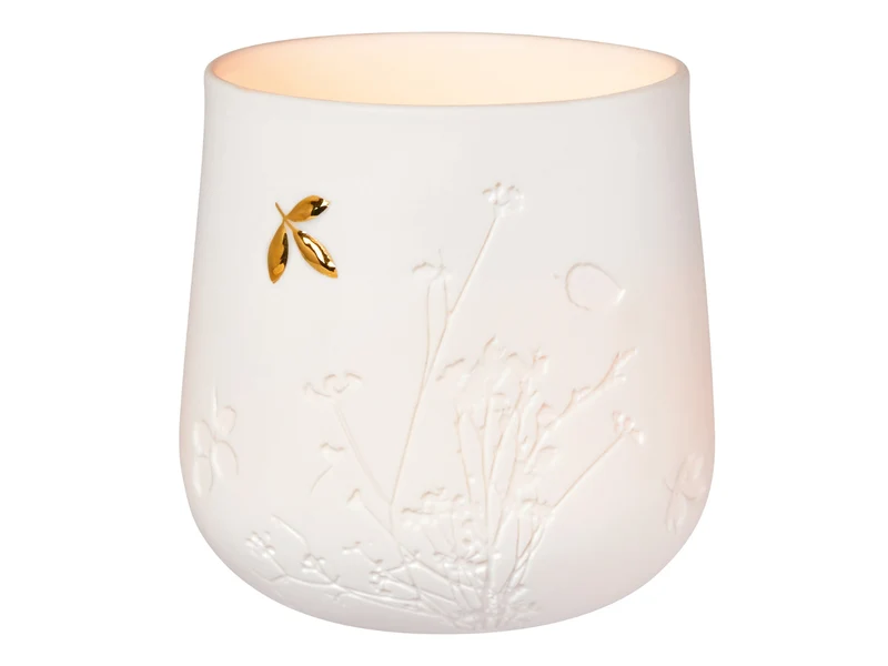 räder Tischlicht Goldenes Blatt weiß 8cm