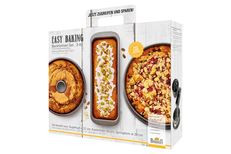 Birkmann Backform Set Easy Baking - 3-teilig - Springform - Gugelhupf - Kuchenform
