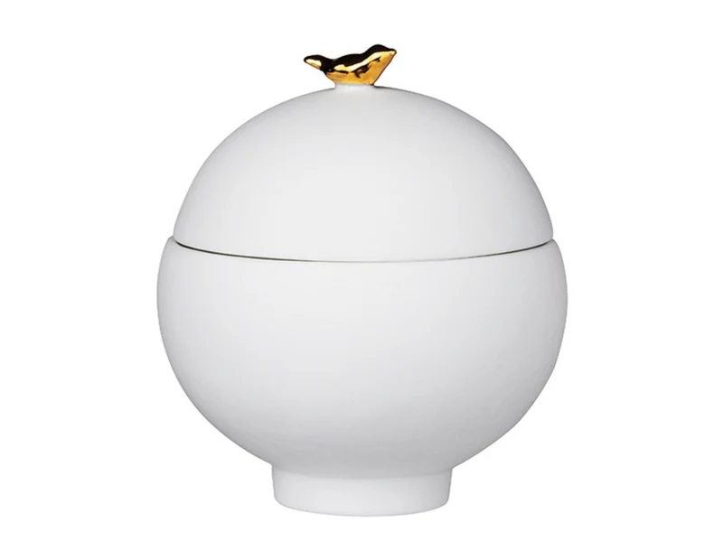 räder Porzellangeschichten Dose Goldener Vogel weiß 8cm