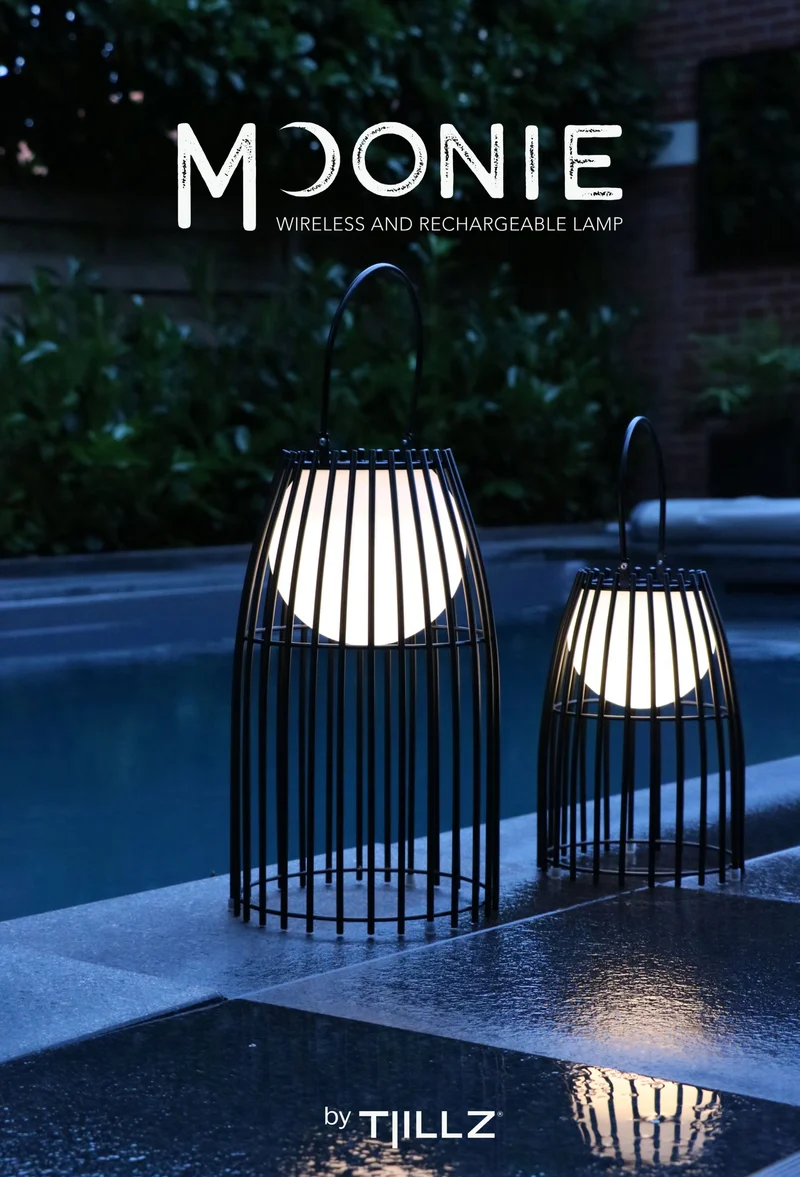 TJILLZ Moonie Black-S 17,5x25cm LED metalen lamp USB oplaadbaar