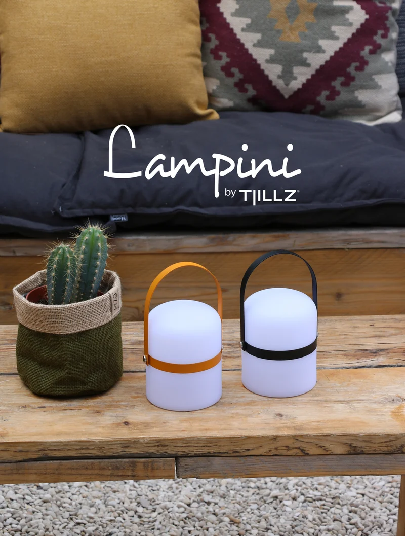 TJILLZ Lampini Antraciet 10x18,5cm LED lamp USB oplaadbaar