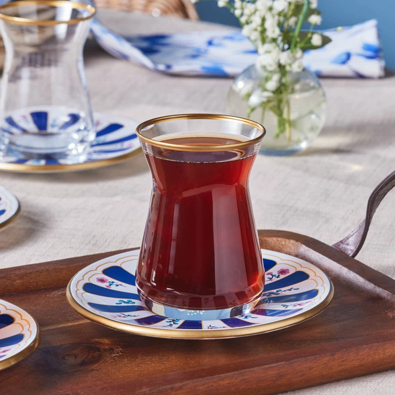 Karaca Bursa Türkisches Teeglas-Set, 12-teilig, Marineblau