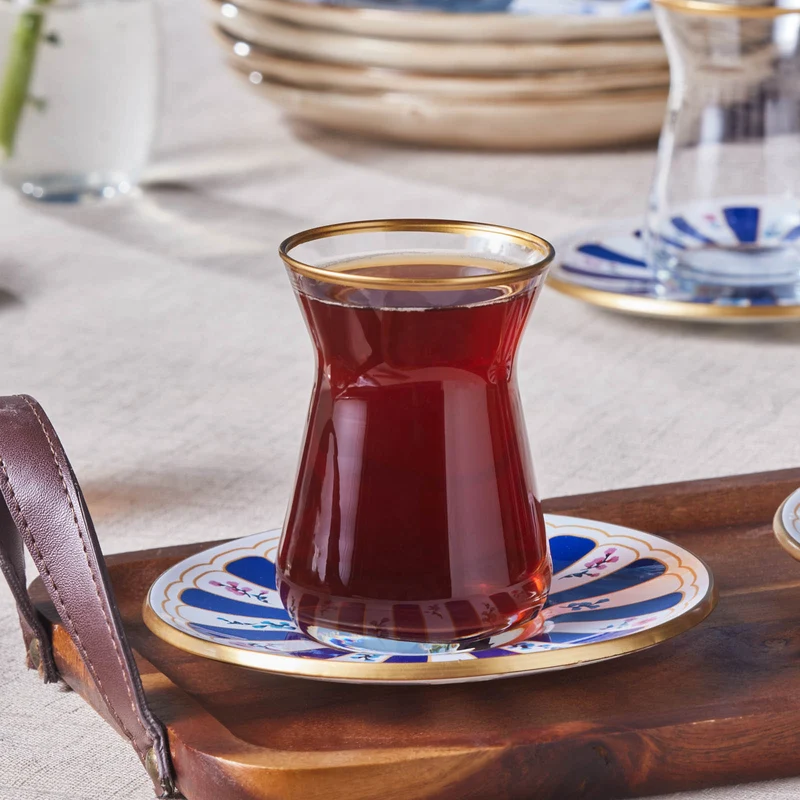 Karaca Bursa Türkisches Teeglas-Set, 12-teilig, Marineblau