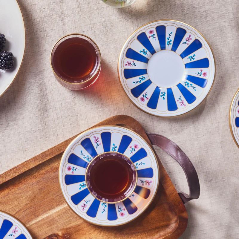 Karaca Bursa Türkisches Teeglas-Set, 12-teilig, Marineblau