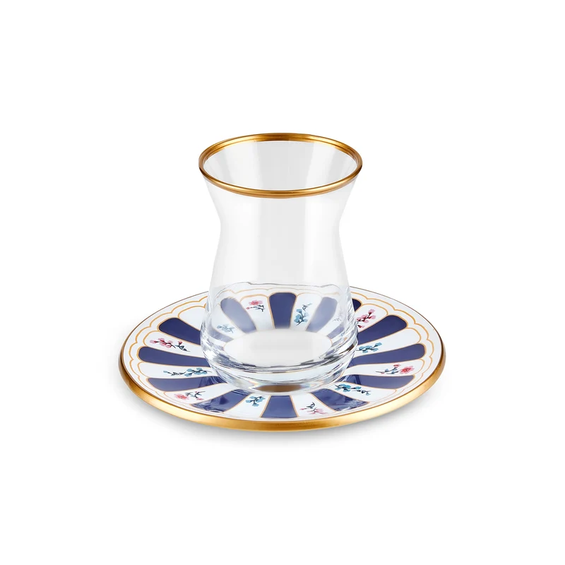 Karaca Bursa Türkisches Teeglas-Set, 12-teilig, Marineblau