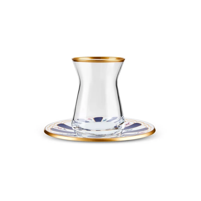 Karaca Bursa Türkisches Teeglas-Set, 12-teilig, Marineblau