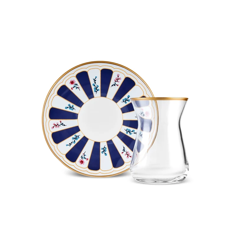 Karaca Bursa Türkisches Teeglas-Set, 12-teilig, Marineblau