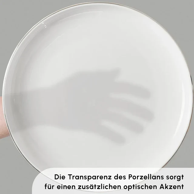 Karaca Stream Bone New Saturn 53-teiliges Tafelservice für 12 Personen – Platin