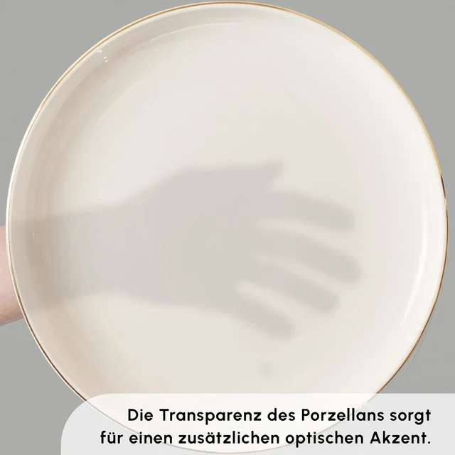 Karaca Stream Bone New Saturn 53-teiliges Tafelservice für 12 Personen – Gold