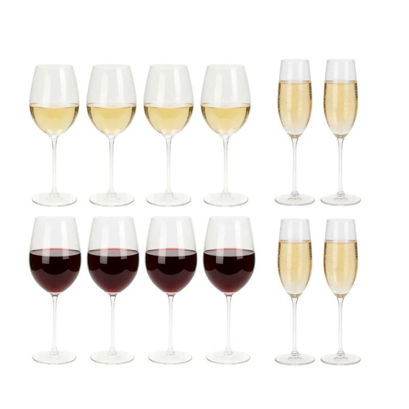 Cookinglife Weinglas-Set Solare 12-teilig - Rote Weingläser + Weiße Weingläser + Champagnergläser