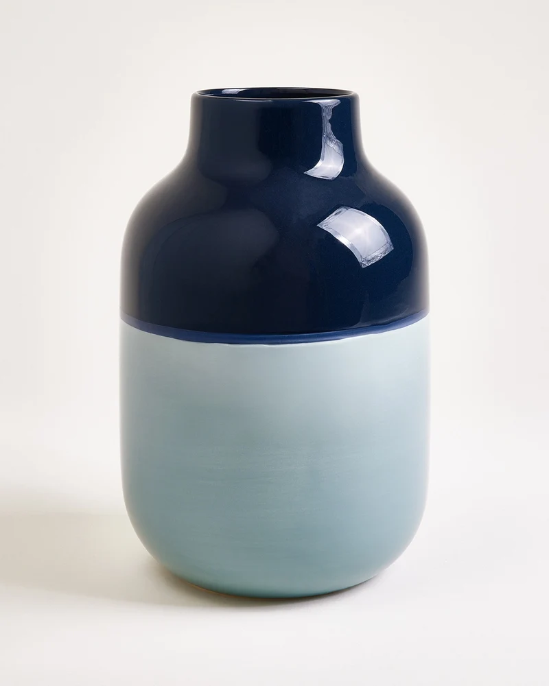 Nuno Vase L dunkelblau graublau