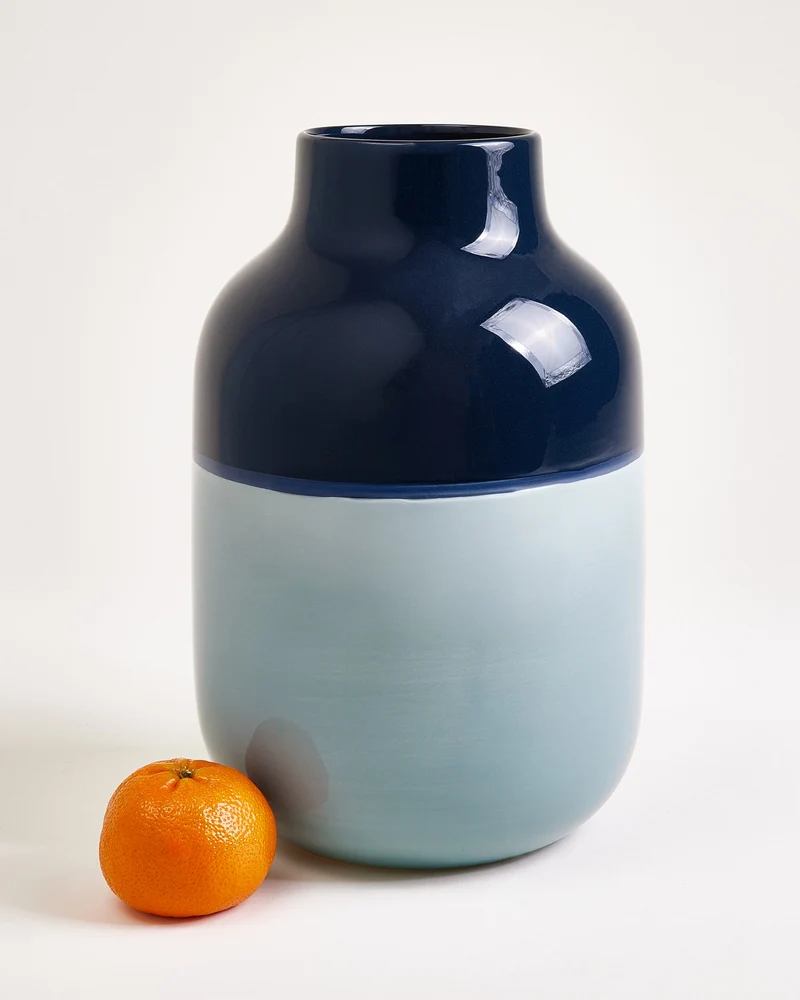 Nuno Vase L dunkelblau graublau