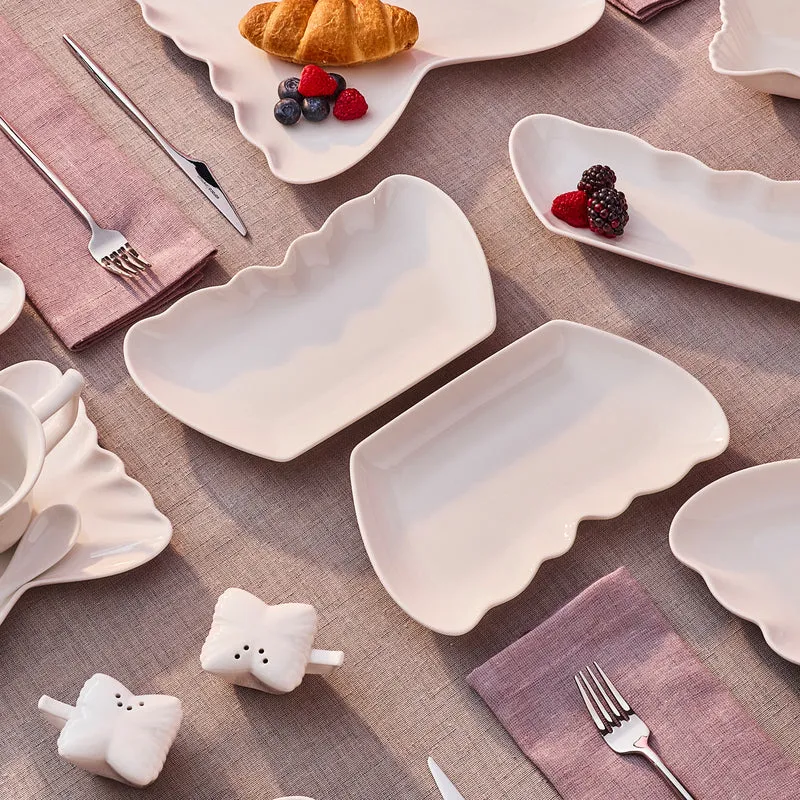 Karaca Stream Bone China Pieris 34-teiliges Servierset für 6 Personen, Weiß