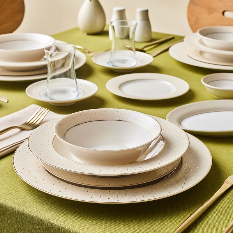 Karaca Elegance Bone Alessa 60-teiliges Tafel- und Frühstücksset für 8 Personen