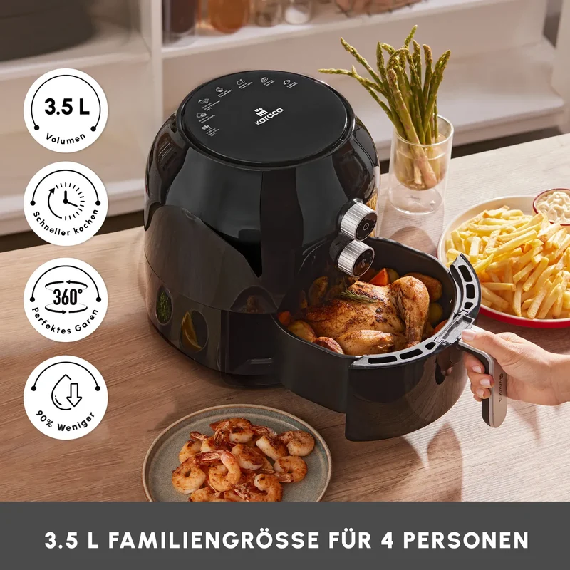 Karaca Multifry Fritteuse, Schwarz, 3.5L, 1300W