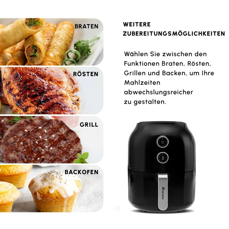 Karaca Multifry Fritteuse, Schwarz, 3.5L, 1300W