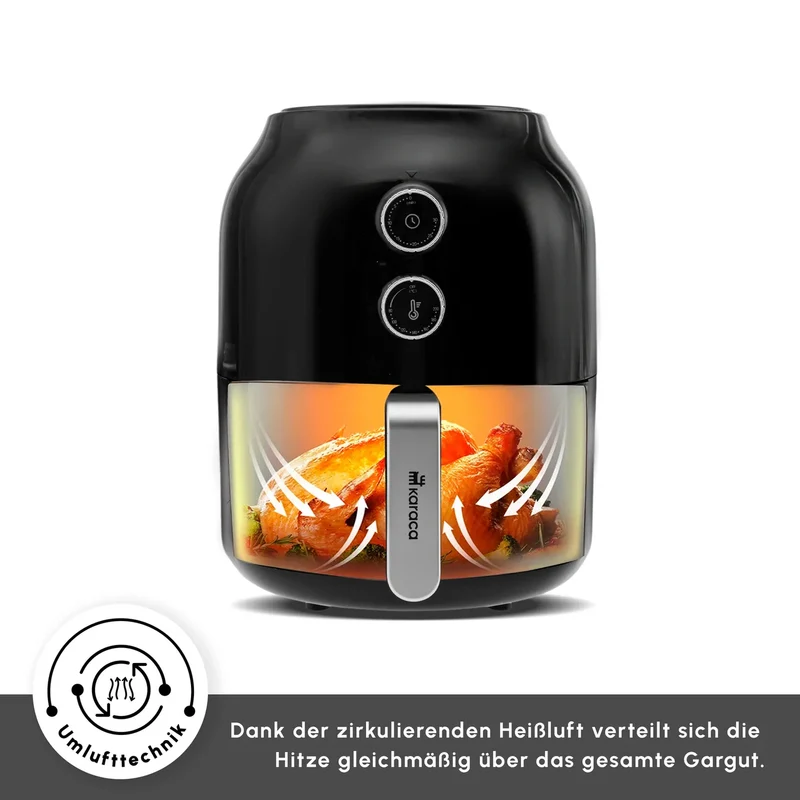 Karaca Multifry Fritteuse, Schwarz, 3.5L, 1300W