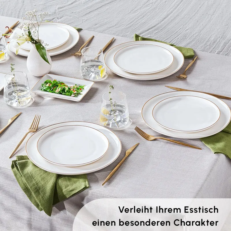 Karaca Santo für 6 Personen Geschirrset 18 Teilig, New Generation Bone, Weiß Gold