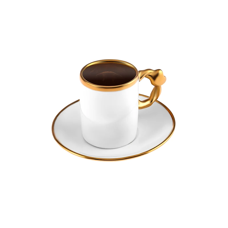 Karaca Herzförmiges Kaffeetassen-Set für 6 Personen – 80 ml