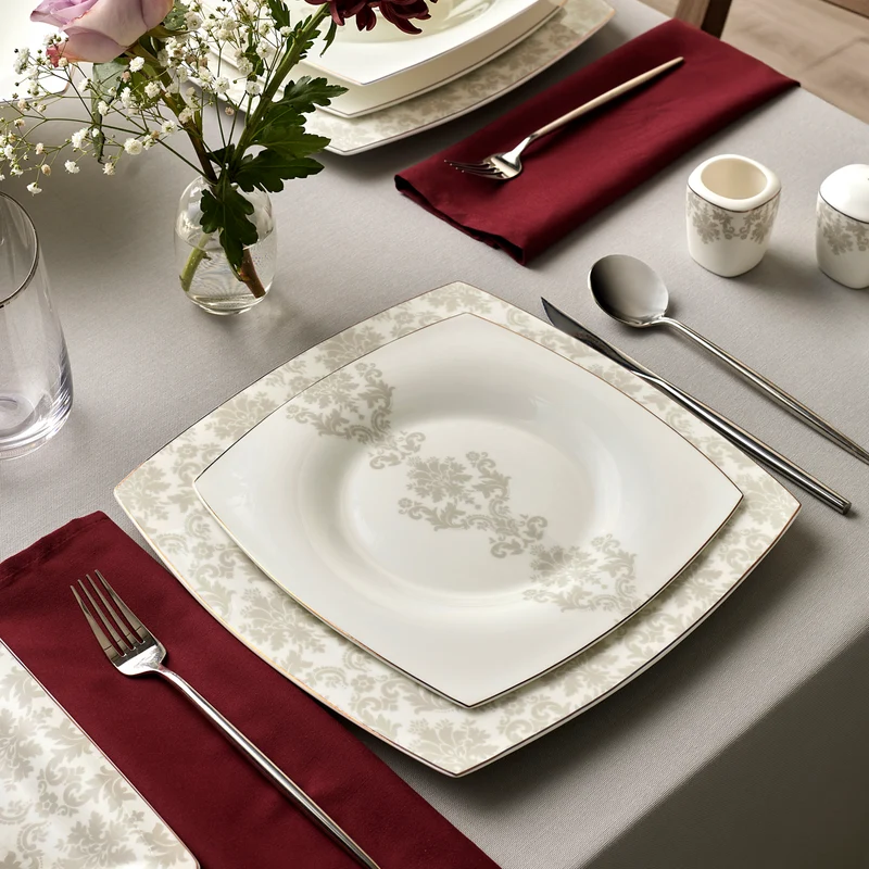 Karaca Fine Pearl Paris 58-teiliges Tafelservice für 12 Personen