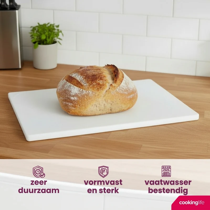 Cookinglife Schneidebrett HACCP Weiß 45 x 30 cm - für Milchprodukte & Brot