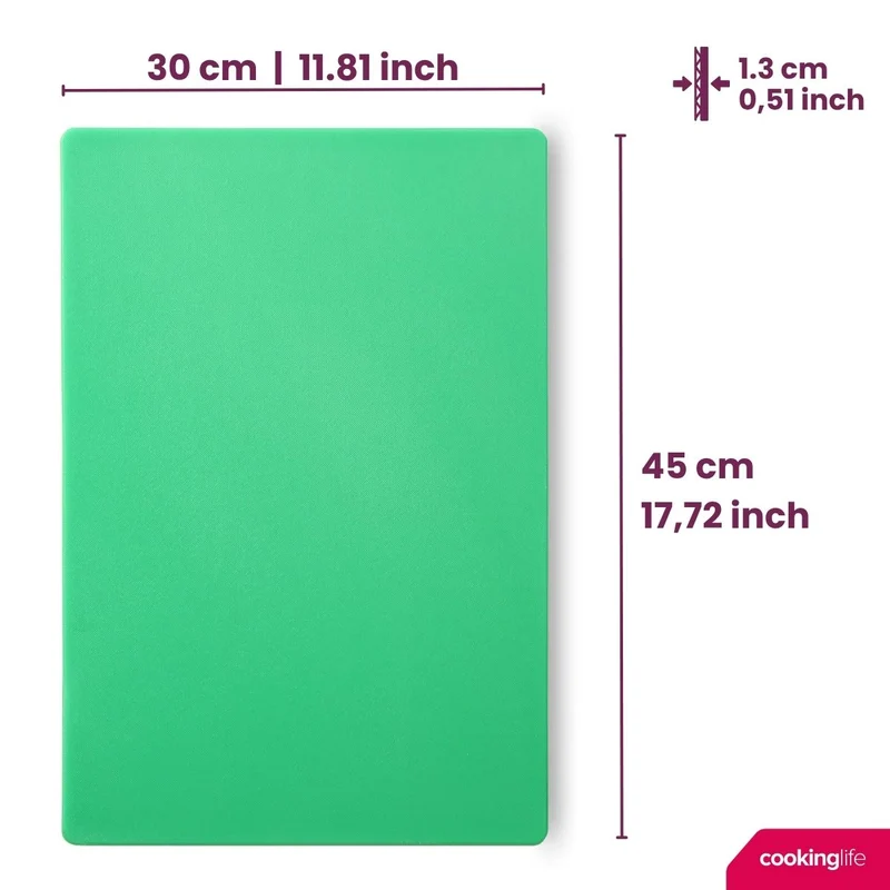 Cookinglife Schneidebrett HACCP Grün 45 x 30 cm - für Gemüse & Obst