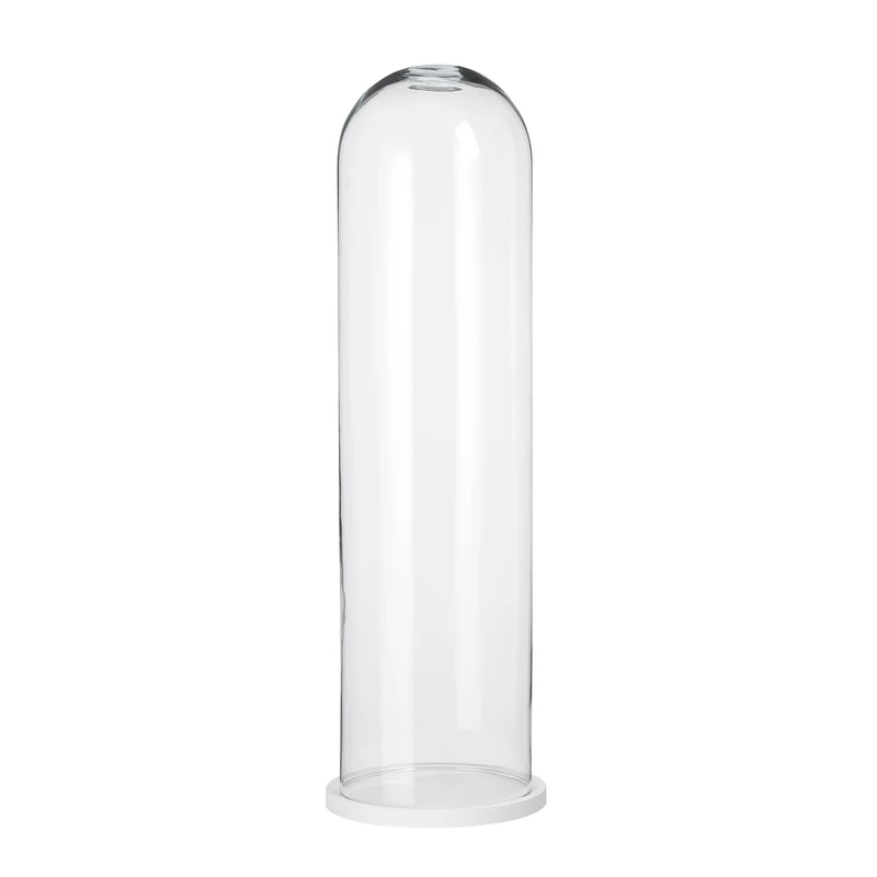Hella Glasglocke auf weißem Teller - H71,5 x D21 cm