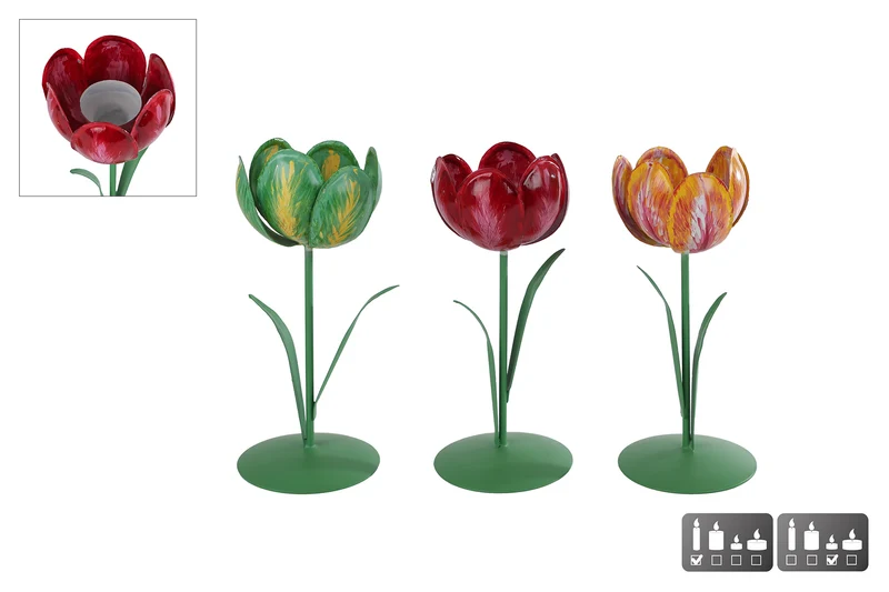 Kerzenhalter/Teelichthalter "Tulip" S 3er-Set Metall 8x8x20cm