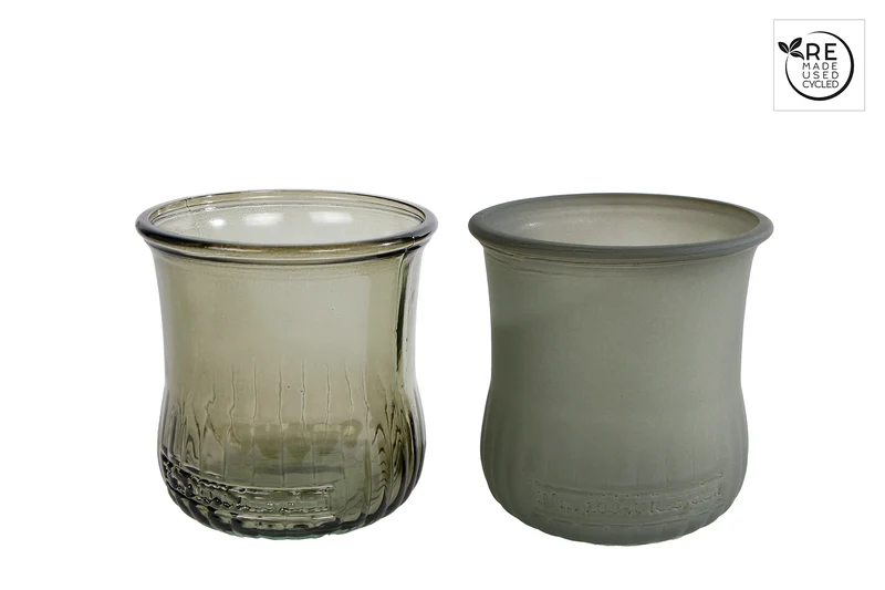 3R Teelicht "Redondo" hell- und mattgrünes Glas 9x9x9cm 2er Set