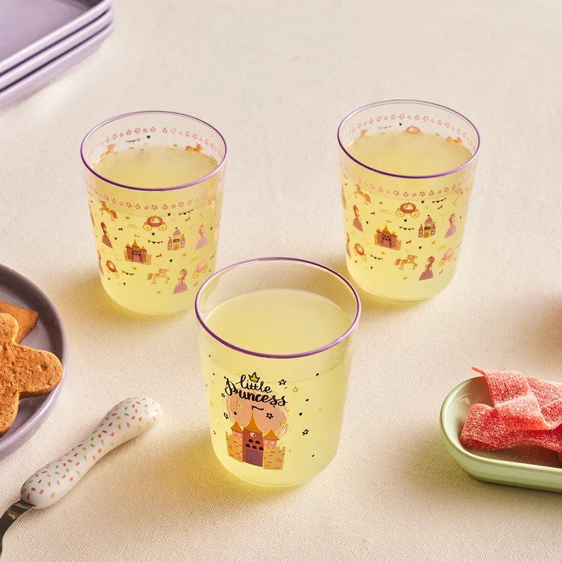 Karaca Kids 3-Teiliges Glasbecher-Set Für Mädchen, Rosa