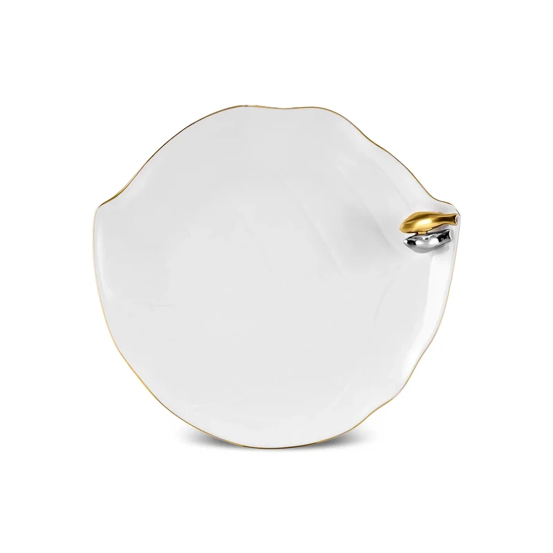 Karaca X Müge Anlı Vogelförmiger Goldener Kuchenteller 21 cm