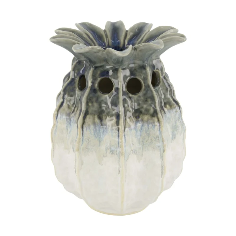 Vase Ananas Keramik 19x18x25cm Weiß/Grau