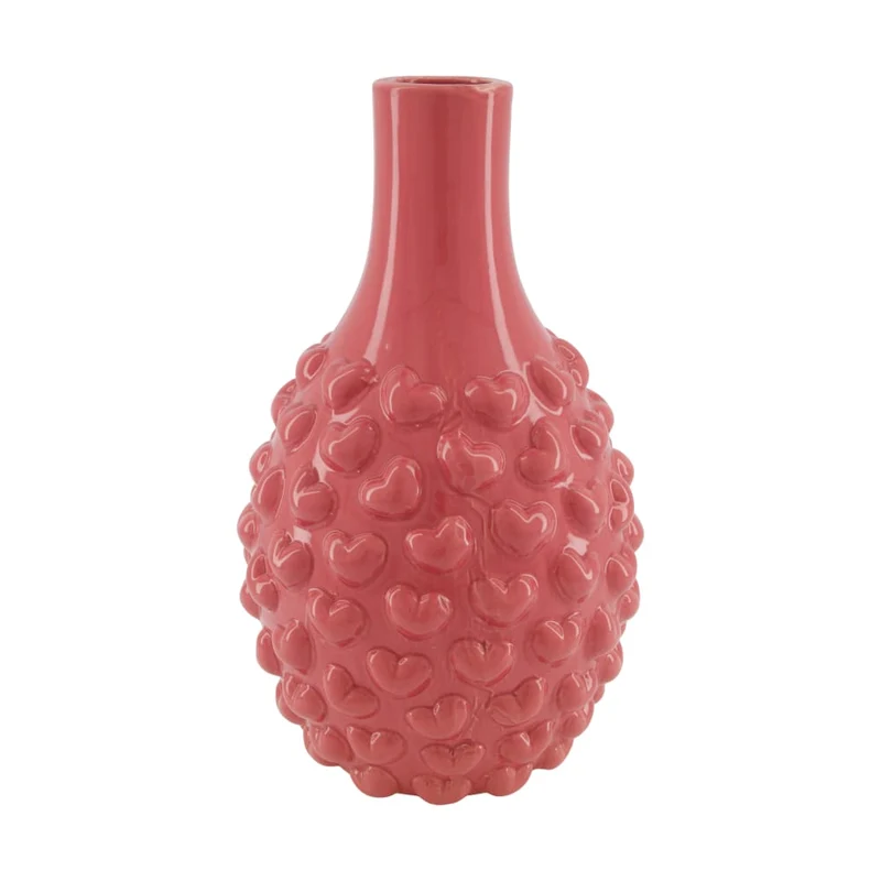 Vase Herz Keramik 21,5x21,5x35,5cm Dunkelrosa
