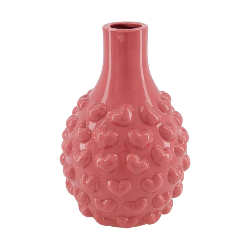 Vase Herz Keramik 18,5x18,5x27cm Dunkelrosa