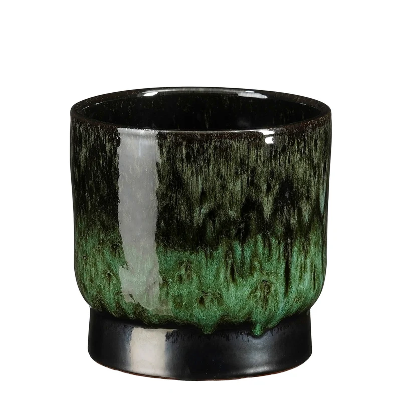 Thiago Topf, rund, dunkelgrün - H15 x D17 cm