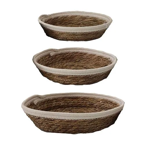S/3 Tablett D33 H8cm Natur/Weiß