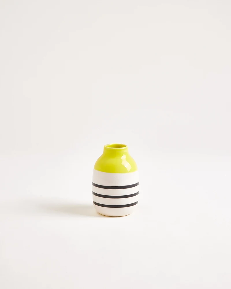 Nuno Vase S gestreift gelb schwarz