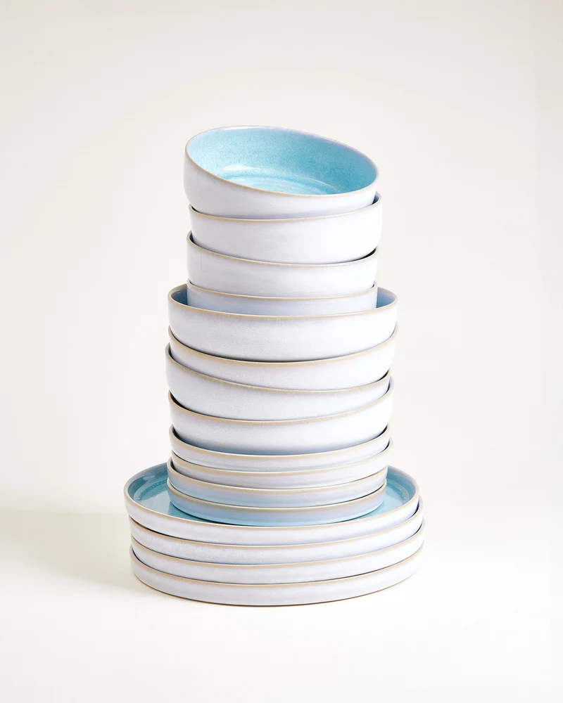 Cordoama Geschirr-Set modern aqua 16-teilig