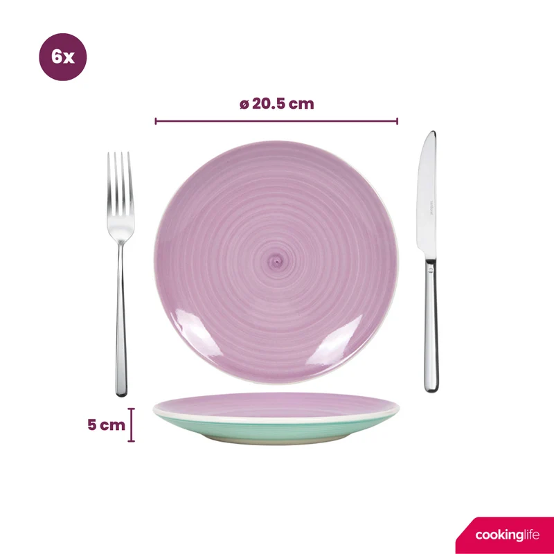Cookinglife Frühstücksteller / Dessertteller Pastel Harmony ø 19 cm - 6 Stück
