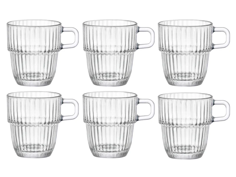 Bormioli Rocco Kaffeetassen mit Henkel - Stapelbar - Barshine 185 ml - 6 Stück