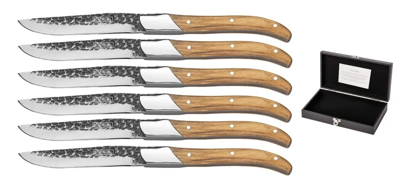 Blackwell Steakmesser Laguiole - Raw Black - Olivenholz - 6 Stück