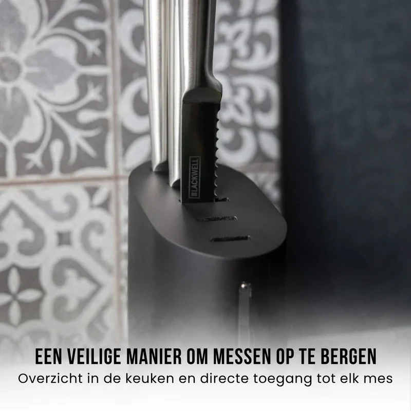 Blackwell Messerblock - Kochmesser, Brotmesser, Fleischmesser, Officemesser & Schälmesser 6-teilig
