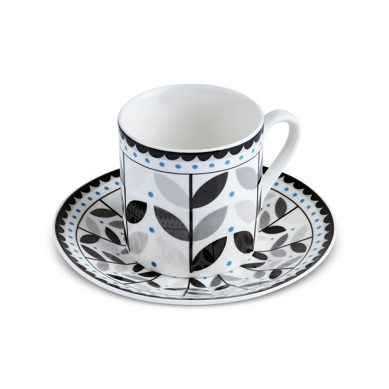 Karaca Tracy Gold 12-teiliges Bone China Espresso Türkisch-Kaffeetassen-Set für 6 Personen, 80 ml, Mehrfarbig